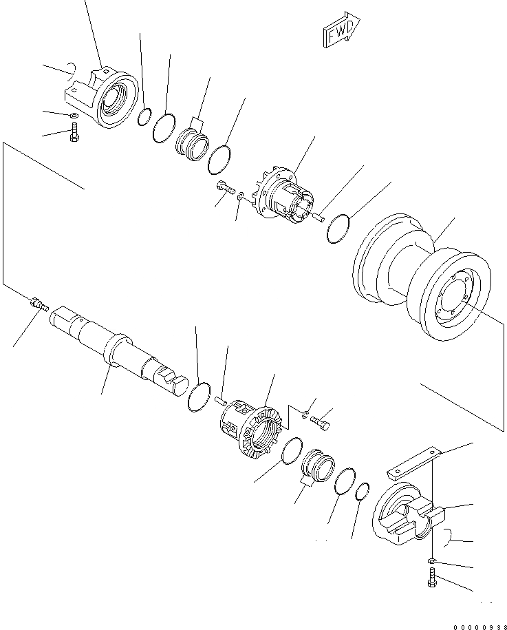 Схема запчастей Komatsu D85EX-15 - ОПОРНЫЙ КАТОК (ОДИНОЧН.) (1¤ 2¤ 3¤ 4) ХОДОВАЯ