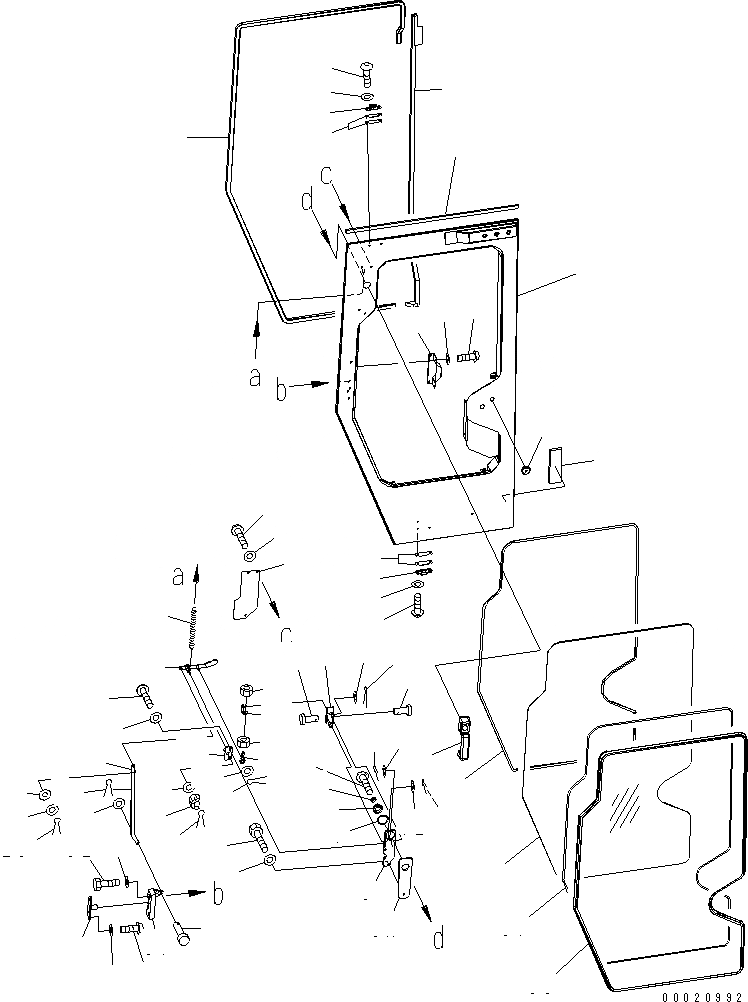 Схема запчастей Komatsu D85EX-15 - КАБИНА (ДВЕРЬ)(№9-) КАБИНА ОПЕРАТОРА И СИСТЕМА УПРАВЛЕНИЯ