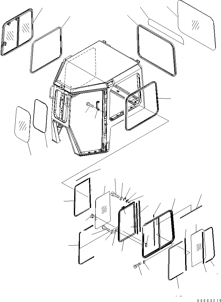Схема запчастей Komatsu D85EX-15 - КАБИНА (ОКОНН. СТЕКЛА И РАМА) КАБИНА ОПЕРАТОРА И СИСТЕМА УПРАВЛЕНИЯ