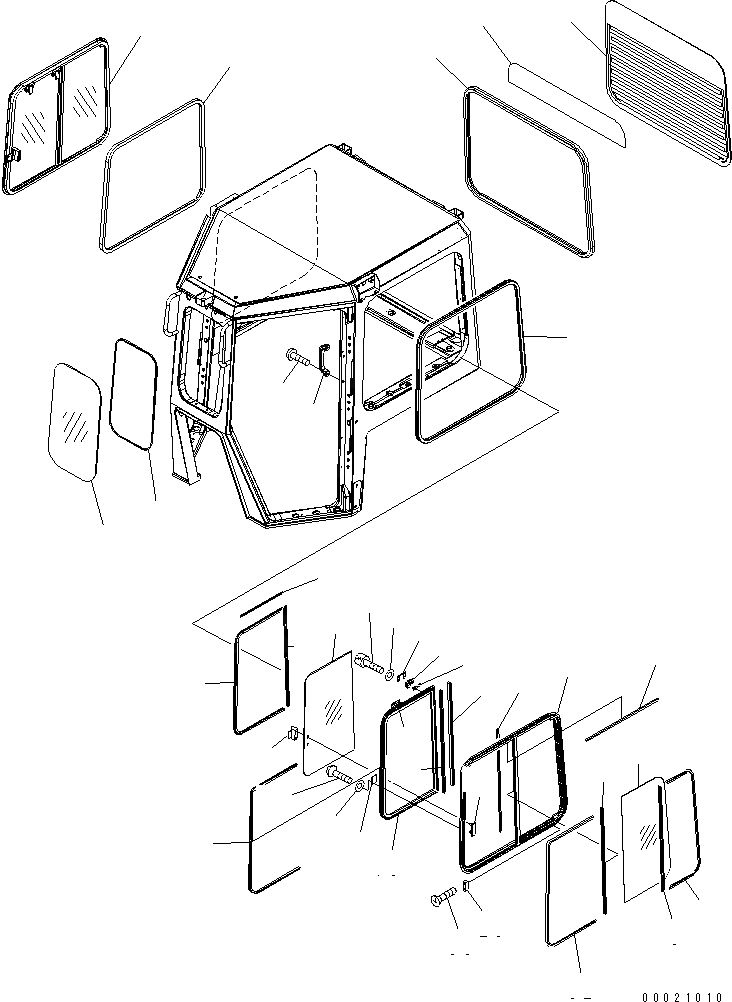 Схема запчастей Komatsu D85EX-15 - КАБИНА (ОКОНН. СТЕКЛА И РАМА)(ЗАДН. СТЕКЛА С ПОДОГРЕВED ЛИНИЯ)(ДЛЯ СТРАН ЕС) КАБИНА ОПЕРАТОРА И СИСТЕМА УПРАВЛЕНИЯ