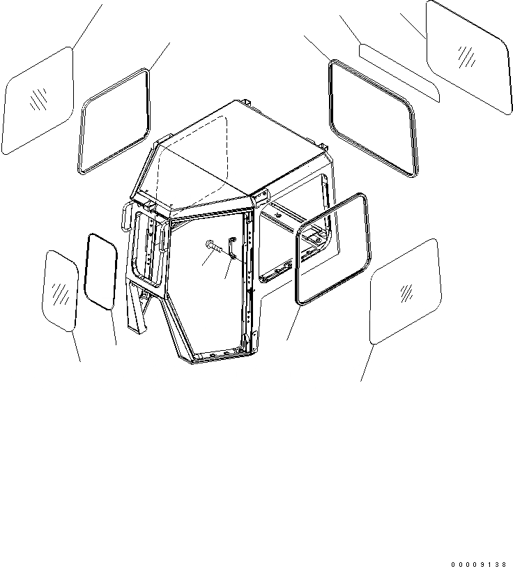 Схема запчастей Komatsu D85EX-15 - КАБИНА (FIX СТЕКЛА)(№-) КАБИНА ОПЕРАТОРА И СИСТЕМА УПРАВЛЕНИЯ