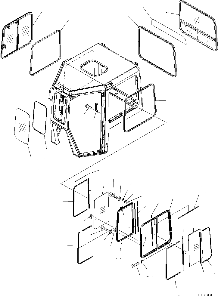Схема запчастей Komatsu D85EX-15 - КАБИНА (ОКОНН. СТЕКЛА И РАМА) (ДЛЯ MITSUKOJIMA)(№7-) КАБИНА ОПЕРАТОРА И СИСТЕМА УПРАВЛЕНИЯ