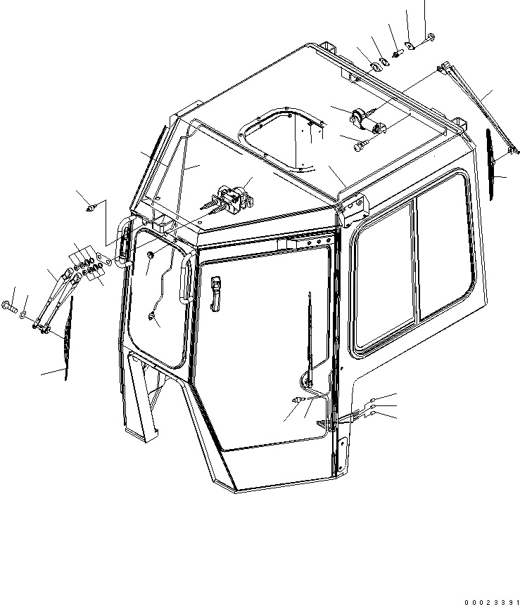 Схема запчастей Komatsu D85EX-15 - КАБИНА (ПЕРЕДН. И ЗАДН. ДВОРНИКИ) (ДЛЯ MITSUKOJIMA)(№7-) КАБИНА ОПЕРАТОРА И СИСТЕМА УПРАВЛЕНИЯ