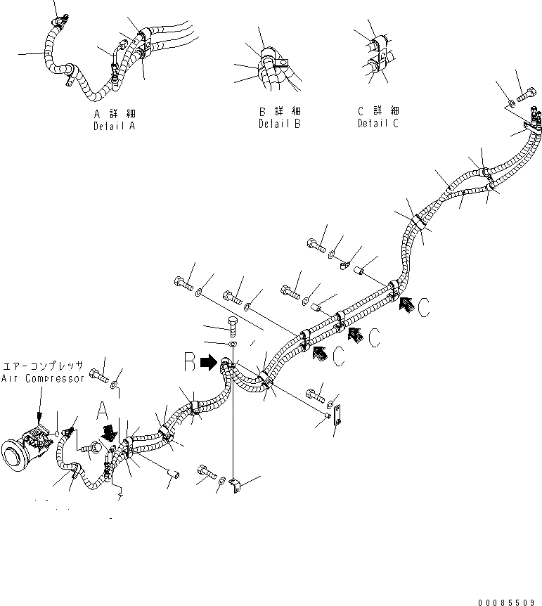 Схема запчастей Komatsu D85EX-15E0 - ЛИНИЯ КОМПРЕССОРА (/) (LANDFILL СПЕЦ-Я.)(№-) КОМПОНЕНТЫ ДВИГАТЕЛЯ