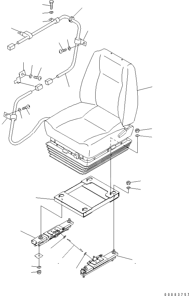 Схема запчастей Komatsu D85EX-15E0 - СИДЕНЬЕ ОПЕРАТОРА (TURN И ВОЗД. С ВОЗД. ПОДВЕСКОЙ) (ТКАНЕВОЕ СИДЕНЬЕ)(№-) КАБИНА ОПЕРАТОРА И СИСТЕМА УПРАВЛЕНИЯ