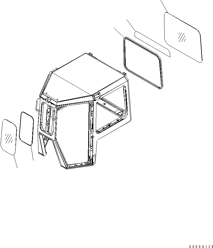 Схема запчастей Komatsu D85EX-15E0 - КАБИНА (ОКОНН. СТЕКЛА)(№-) КАБИНА ОПЕРАТОРА И СИСТЕМА УПРАВЛЕНИЯ