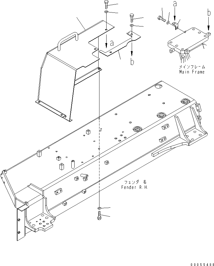 Схема запчастей Komatsu D85EX-15E0 - КРЫШКА КРЫЛА (ПРАВ.)(№-) ЧАСТИ КОРПУСА