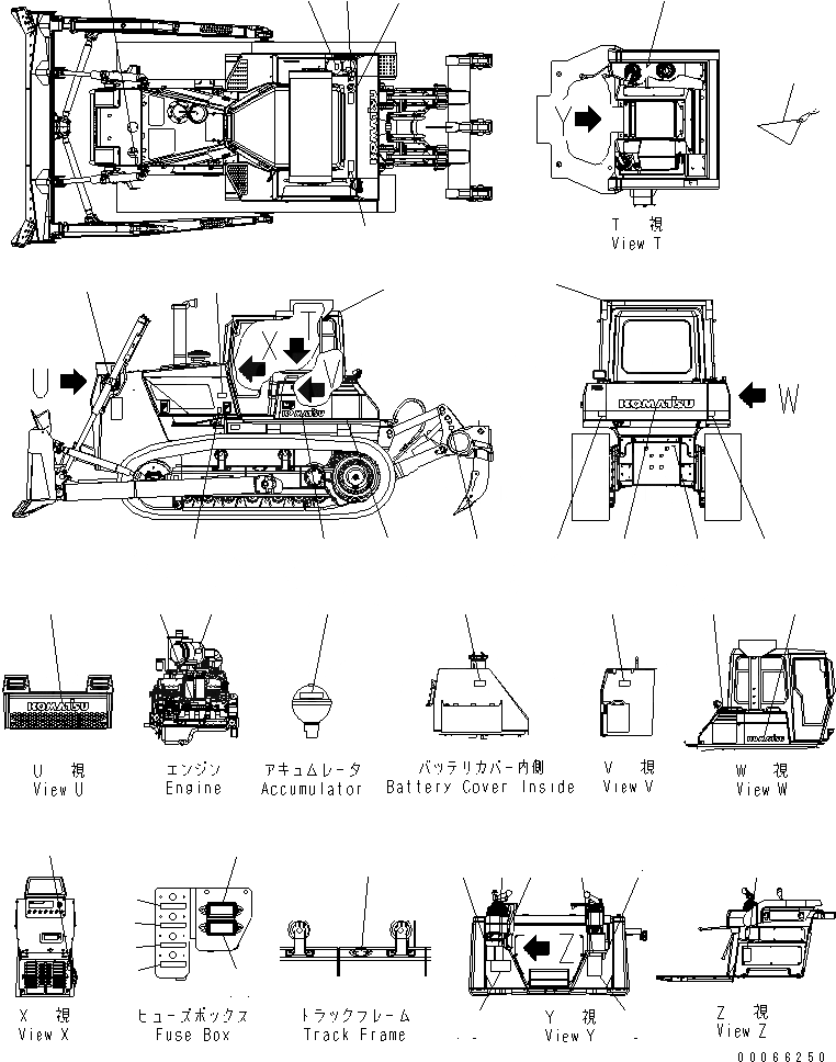 Схема запчастей Komatsu D85EX-15E0 - МАРКИРОВКА (ФРАНЦИЯ) (ЕС НОВ. NOISE ПОНИЖАЮЩ. ARRANGEMENT )(№-) МАРКИРОВКА