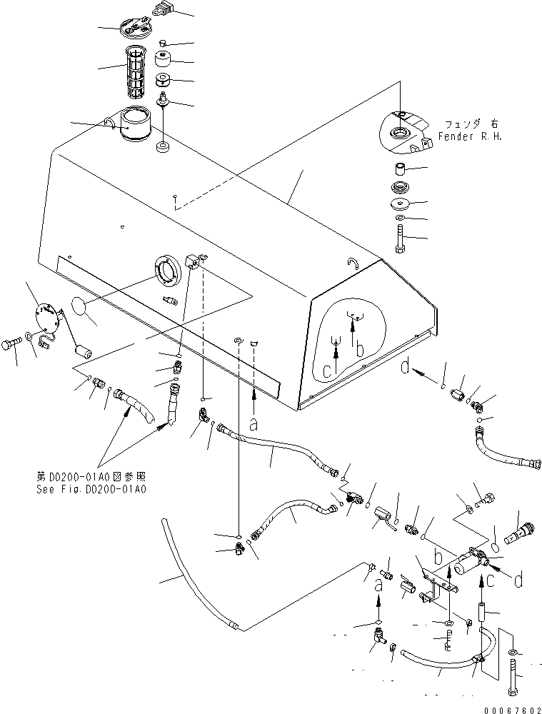 Схема запчастей Komatsu D85EX-15R - ТОПЛИВН. БАК. (ДЛЯ РЕГУЛИР. МНОГОСТОЕЧН. РЫХЛИТ.)(№-) ТОПЛИВН. БАК. AND КОМПОНЕНТЫ
