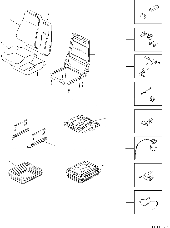 Схема запчастей Komatsu D85EX-15R - СИДЕНЬЕ ОПЕРАТОРА (TURN И ВОЗД. С ВОЗД. ПОДВЕСКОЙ) (ТКАНЕВОЕ СИДЕНЬЕ) (ВНУТР. ЭЛЕМЕНТЫ)(№-) КАБИНА ОПЕРАТОРА И СИСТЕМА УПРАВЛЕНИЯ