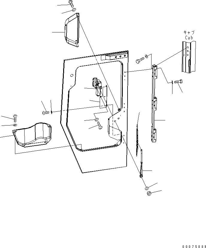 Схема запчастей Komatsu D85EX-15R - КАБИНА (ДВОРНИКИ ДВЕРИ) (ЛЕВ.)(№-) КАБИНА ОПЕРАТОРА И СИСТЕМА УПРАВЛЕНИЯ