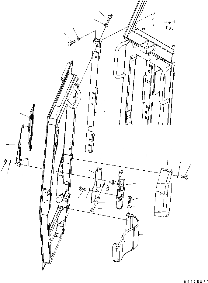 Схема запчастей Komatsu D85EX-15R - КАБИНА (ДВОРНИКИ ДВЕРИ) (ПРАВ.)(№-) КАБИНА ОПЕРАТОРА И СИСТЕМА УПРАВЛЕНИЯ