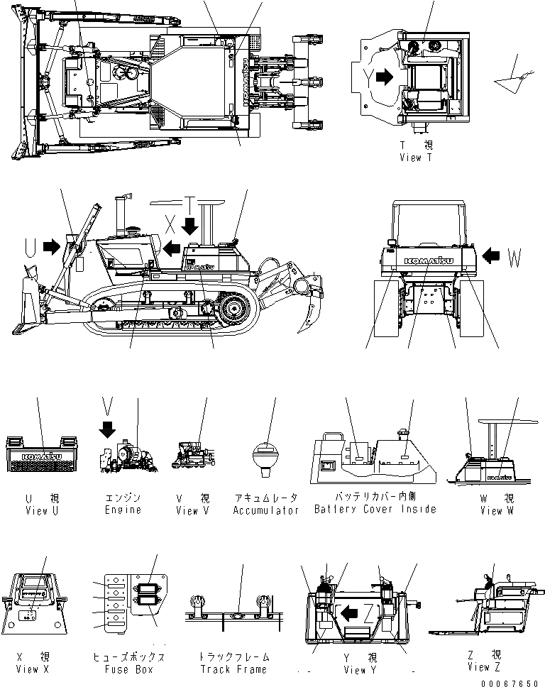 Схема запчастей Komatsu D85EX-15R - МАРКИРОВКА (АНГЛ.) (ДЛЯ БЕЗ КАБИНЫ)(№-) МАРКИРОВКА