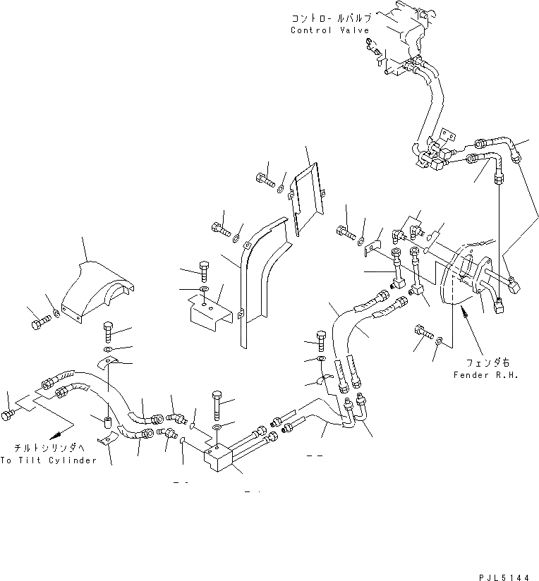 Схема запчастей Komatsu D85P-21 - ПЕРЕКОС. ОТВАЛА ТРУБЫ (БАК - ЦИЛИНДР ПЕРЕКОСА) ГИДРАВЛИКА