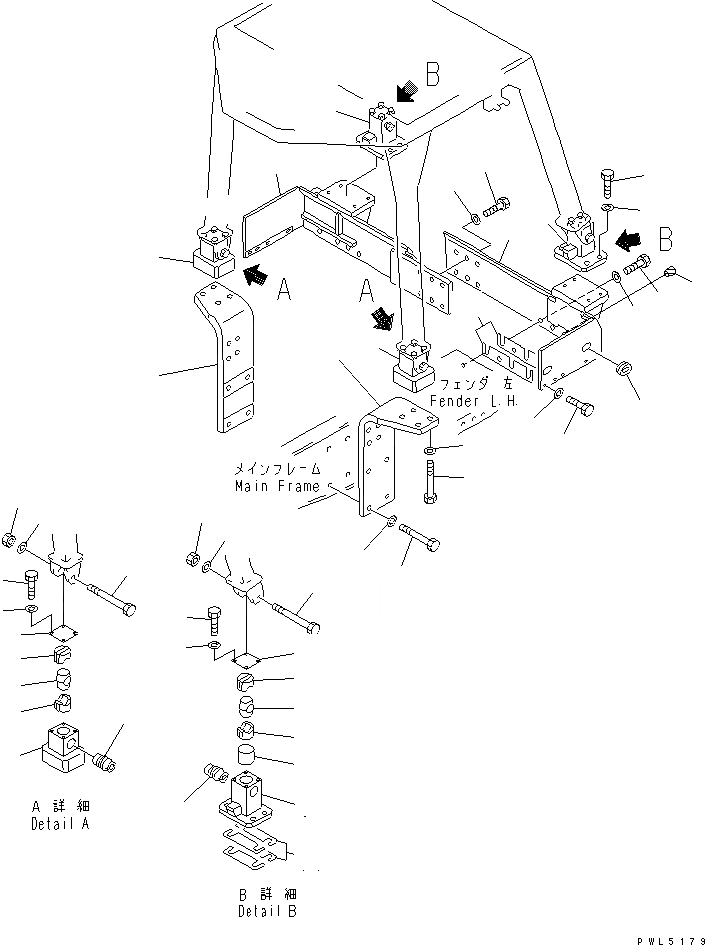Схема запчастей Komatsu D85P-21 - ROLL CVER ЗАЩИТАIVE STRUCTURE КОРПУС (TBG И JAPAN) ЧАСТИ КОРПУСА