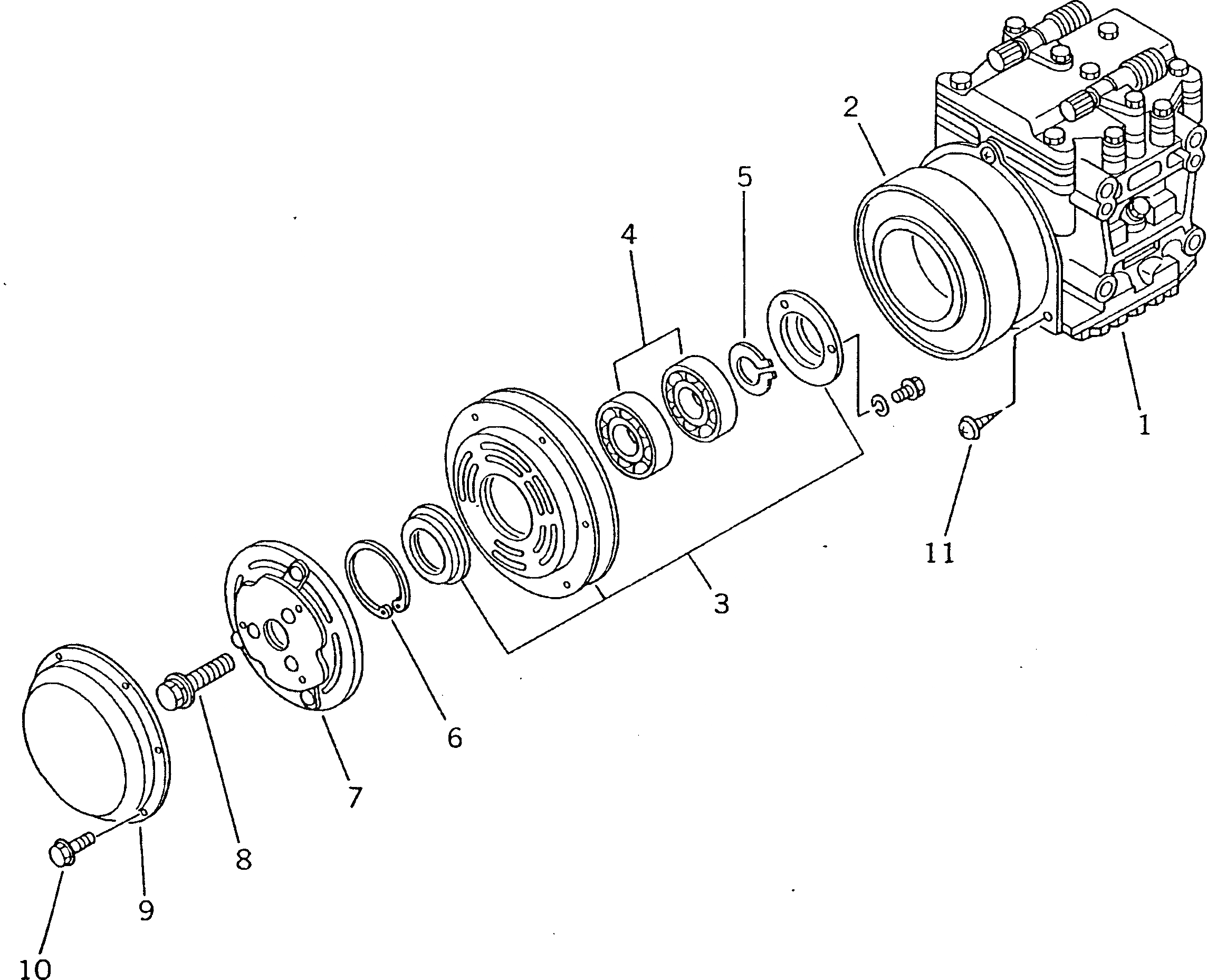 Схема запчастей Komatsu D85P-21A - КОМПРЕССОР(№-) ЧАСТИ КОРПУСА