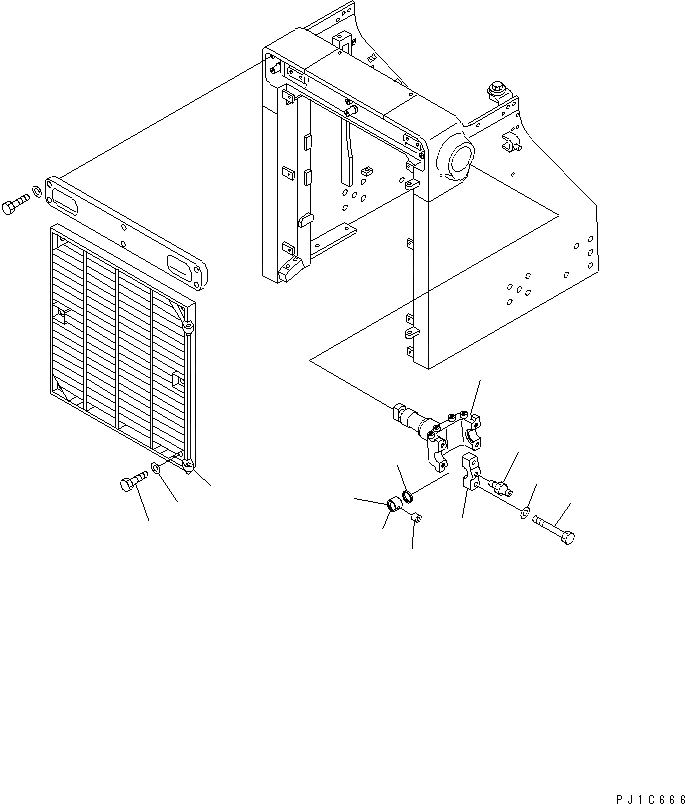 Схема запчастей Komatsu D85P-21-EP - ЗАСЛОНКА РАДИАТОРА И ОПОРА ЦИЛИНДРА ЧАСТИ КОРПУСА
