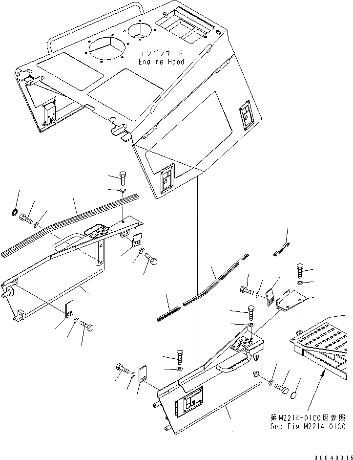 Схема запчастей Komatsu D85PX-15E0 - ДВИГАТЕЛЬ НИЖН. COVER(№-) ЧАСТИ КОРПУСА