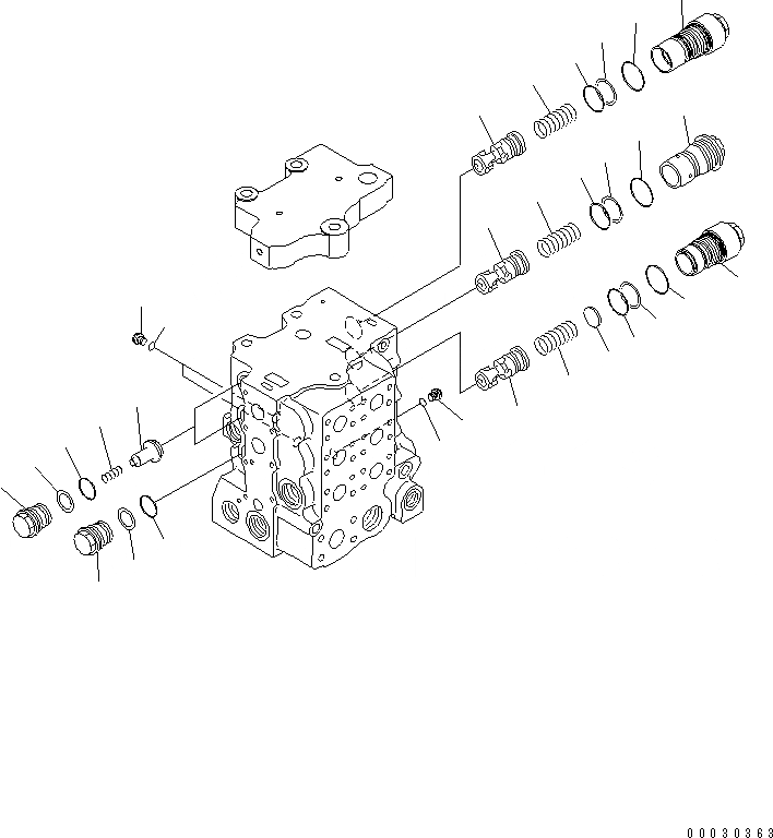 Схема запчастей Komatsu D85PX-15E0 - УПРАВЛЯЮЩ. КЛАПАН (3-Х СЕКЦИОНН.) (/7)(№-) ОСНОВН. КОМПОНЕНТЫ И РЕМКОМПЛЕКТЫ