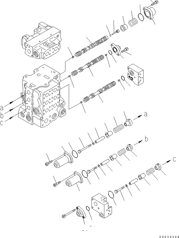 Схема запчастей Komatsu D85PX-15E0 - УПРАВЛЯЮЩ. КЛАПАН (4-Х СЕКЦИОНН.) (/8)(№-) ОСНОВН. КОМПОНЕНТЫ И РЕМКОМПЛЕКТЫ