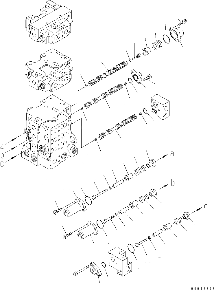 Схема запчастей Komatsu D85PX-15E0 - УПРАВЛЯЮЩ. КЛАПАН (5-СЕКЦИОНН.) (/9)(№-) ОСНОВН. КОМПОНЕНТЫ И РЕМКОМПЛЕКТЫ