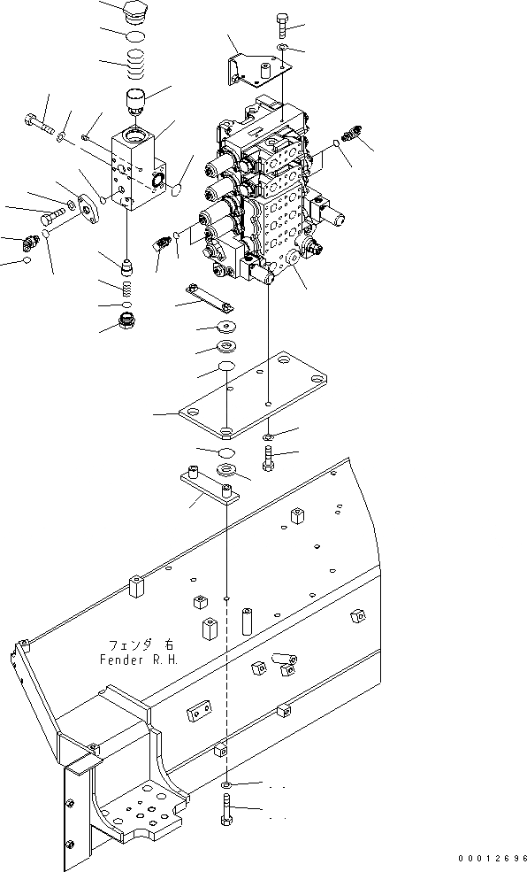 Схема запчастей Komatsu D85PX-15 - УПРАВЛЯЮЩ. КЛАПАН (ДЛЯ СКРЕППЕРА СПЕЦ-Я.) ЧАСТИ КОРПУСА
