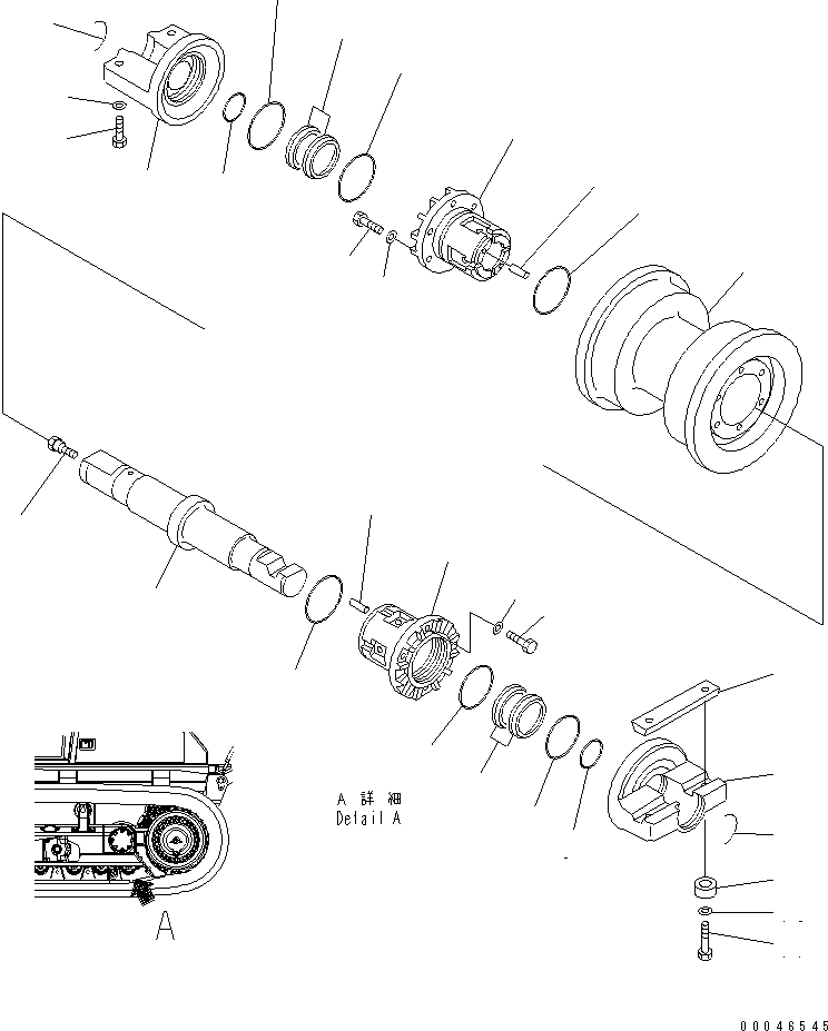 Схема запчастей Komatsu D85PX-15 - ОПОРНЫЙ КАТОК (ОДИНОЧН.) (TH) ХОДОВАЯ