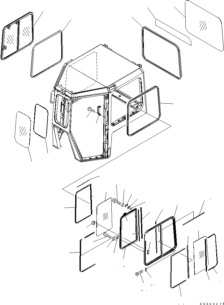 Схема запчастей Komatsu D85PX-15 - КАБИНА (ОКОНН. СТЕКЛА И РАМА) КАБИНА ОПЕРАТОРА И СИСТЕМА УПРАВЛЕНИЯ