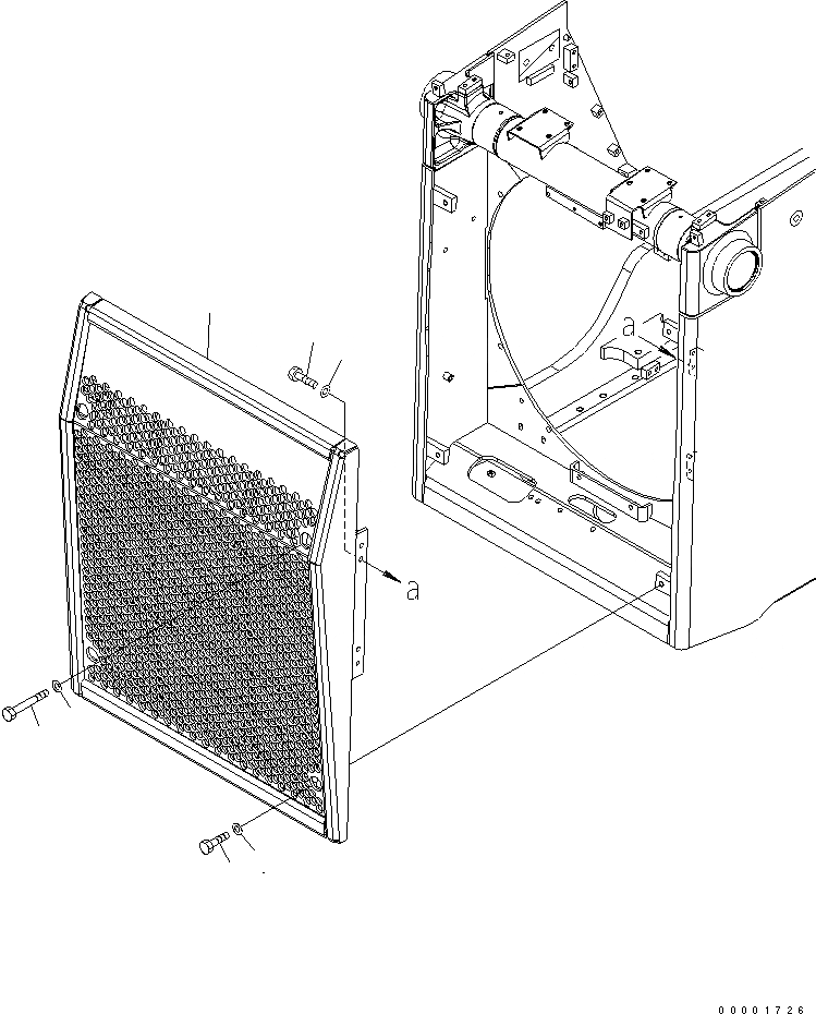Схема запчастей Komatsu D85PX-15 - ЗАСЛОНКА РАДИАТОРА (РЕШЕТКА) ЧАСТИ КОРПУСА