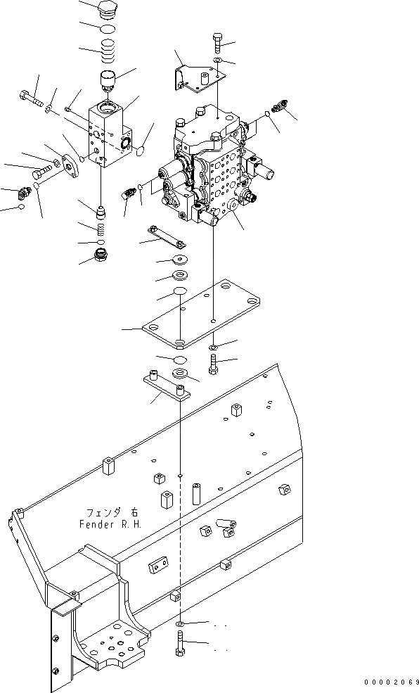 Схема запчастей Komatsu D85PX-15 - УПРАВЛЯЮЩ. КЛАПАН ЧАСТИ КОРПУСА