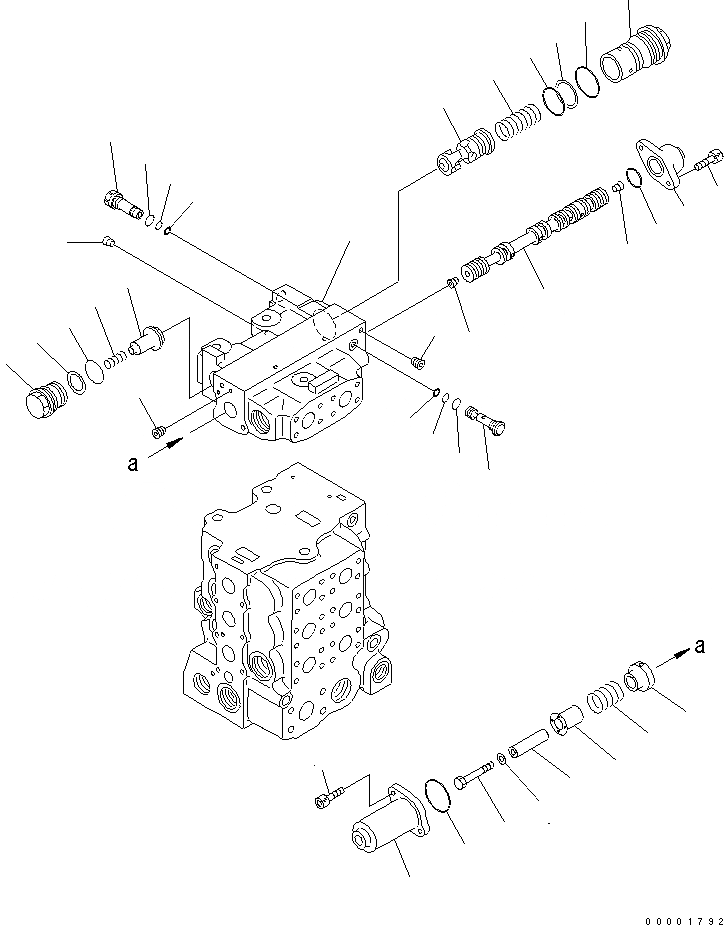 Схема запчастей Komatsu D85PX-15 - УПРАВЛЯЮЩ. КЛАПАН (4-Х СЕКЦИОНН.) (7/8) ОСНОВН. КОМПОНЕНТЫ И РЕМКОМПЛЕКТЫ