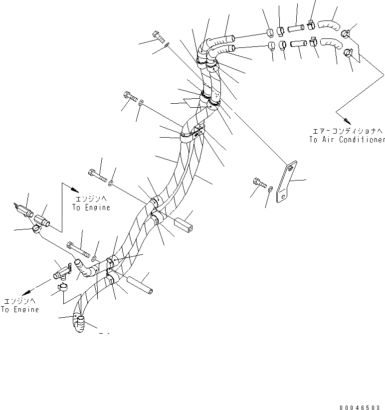 Схема запчастей Komatsu D85PX-15E0 - ГИДР. ПРОВОД. ОБОГРЕВАТЕЛЯ (ДВИГАТЕЛЬ)(№-) КОМПОНЕНТЫ ДВИГАТЕЛЯ