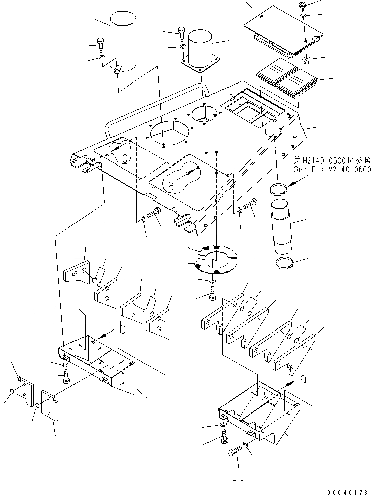 Схема запчастей Komatsu D85PX-15E0 - КАПОТ (ЕС НОВ. NOISE ПОНИЖАЮЩ. ARRANGEMENT )(№-) ЧАСТИ КОРПУСА