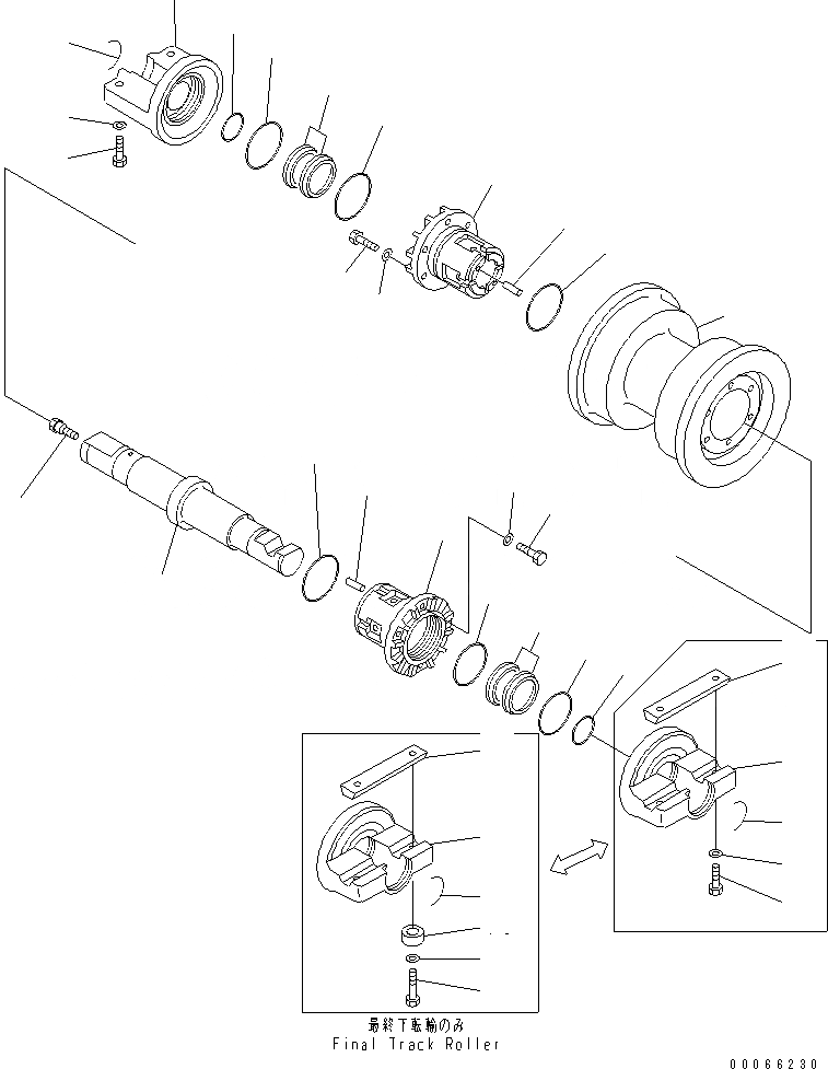 Схема запчастей Komatsu D85PX-15E0 - ОПОРНЫЙ КАТОК (ОДИНОЧН.) (ПРАВ.)(№-) ХОДОВАЯ
