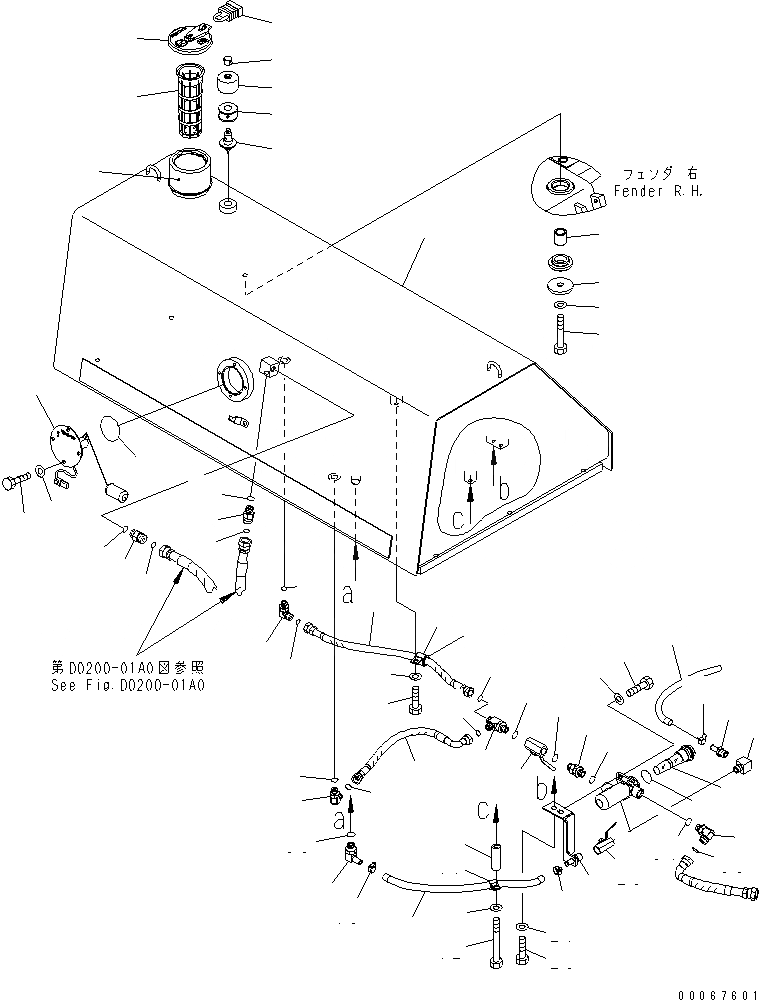 Схема запчастей Komatsu D85PX-15R - ТОПЛИВН. БАК.(№-) ТОПЛИВН. БАК. AND КОМПОНЕНТЫ