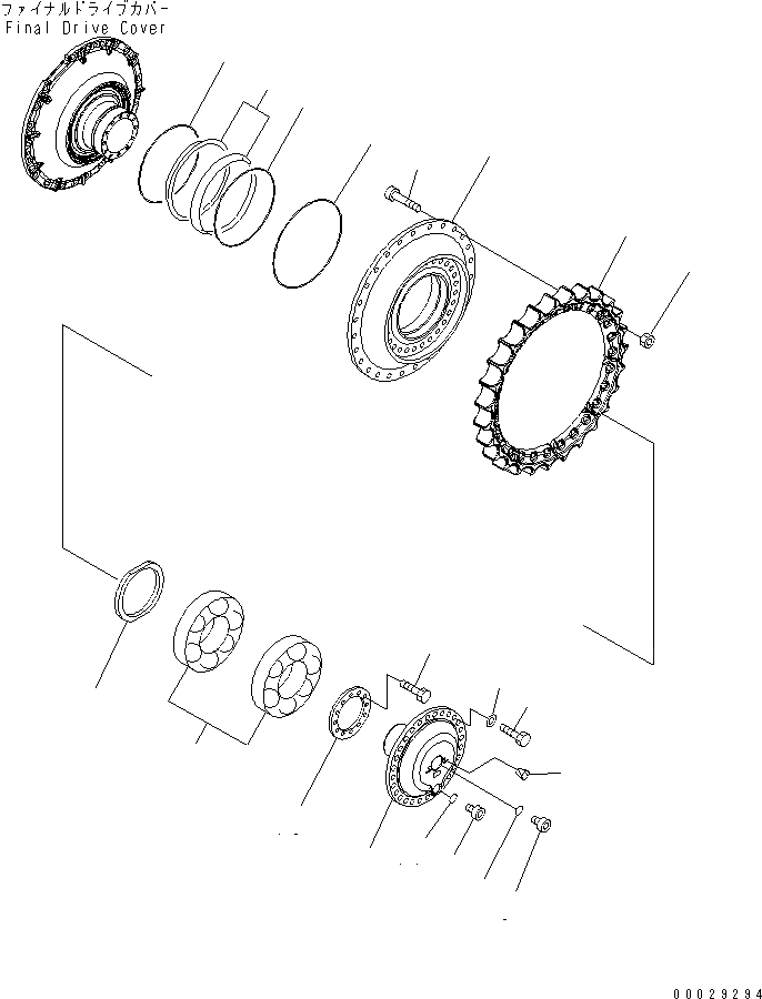 Схема запчастей Komatsu D85PX-15R - КОНЕЧНАЯ ПЕРЕДАЧА (ЗВЕЗДОЧКА) (ЛЕВ.)(№-) СИЛОВАЯ ПЕРЕДАЧА И КОНЕЧНАЯ ПЕРЕДАЧА