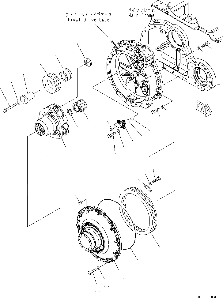 Схема запчастей Komatsu D85PX-15R - КОНЕЧНАЯ ПЕРЕДАЧА (НЕСУЩИЙ ЭЛЕМЕНТ И COVER) (ПРАВ.)(№-) СИЛОВАЯ ПЕРЕДАЧА И КОНЕЧНАЯ ПЕРЕДАЧА