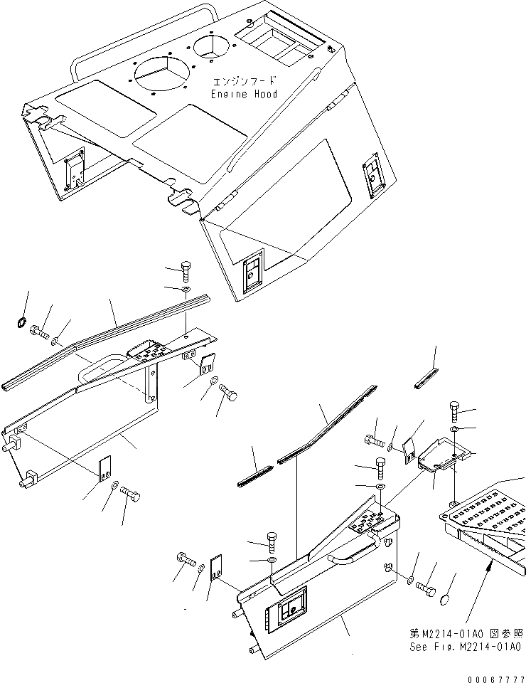 Схема запчастей Komatsu D85PX-15R - ДВИГАТЕЛЬ НИЖН. COVER(№-) ЧАСТИ КОРПУСА