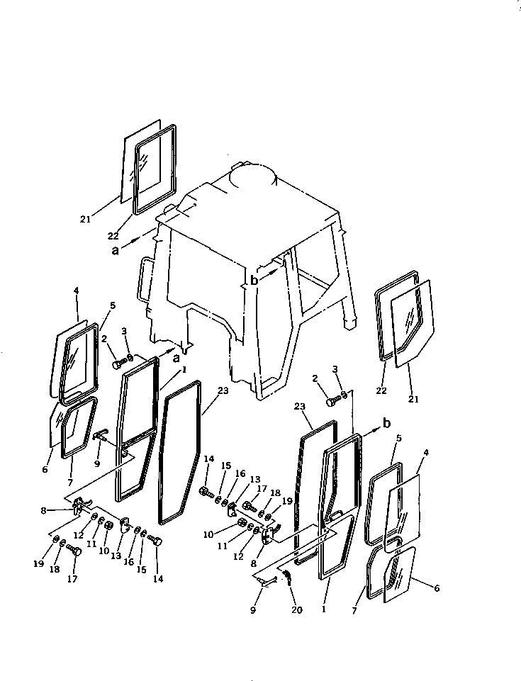 Схема запчастей Komatsu DDM020-5L - СТАЛЬНАЯ КАБИНА (/) (ДВЕРЬ И БОКОВ. ОКНА) (ДЛЯ TОБОД КОЛЕСАMING DOZER)   (ДЛЯ РОССИЯ)(№9-) ЧАСТИ КОРПУСА