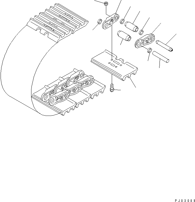 Схема запчастей Komatsu DDM020-5K-AC - ГУСЕНИЦЫ (СО СЦЕПНЫМ ПАЛЬЦЕМ) (ТРОЙНОЙ ГРУНТОЗАЦЕП. С ОТВЕРСТИЯМИ) ГУСЕНИЦЫ