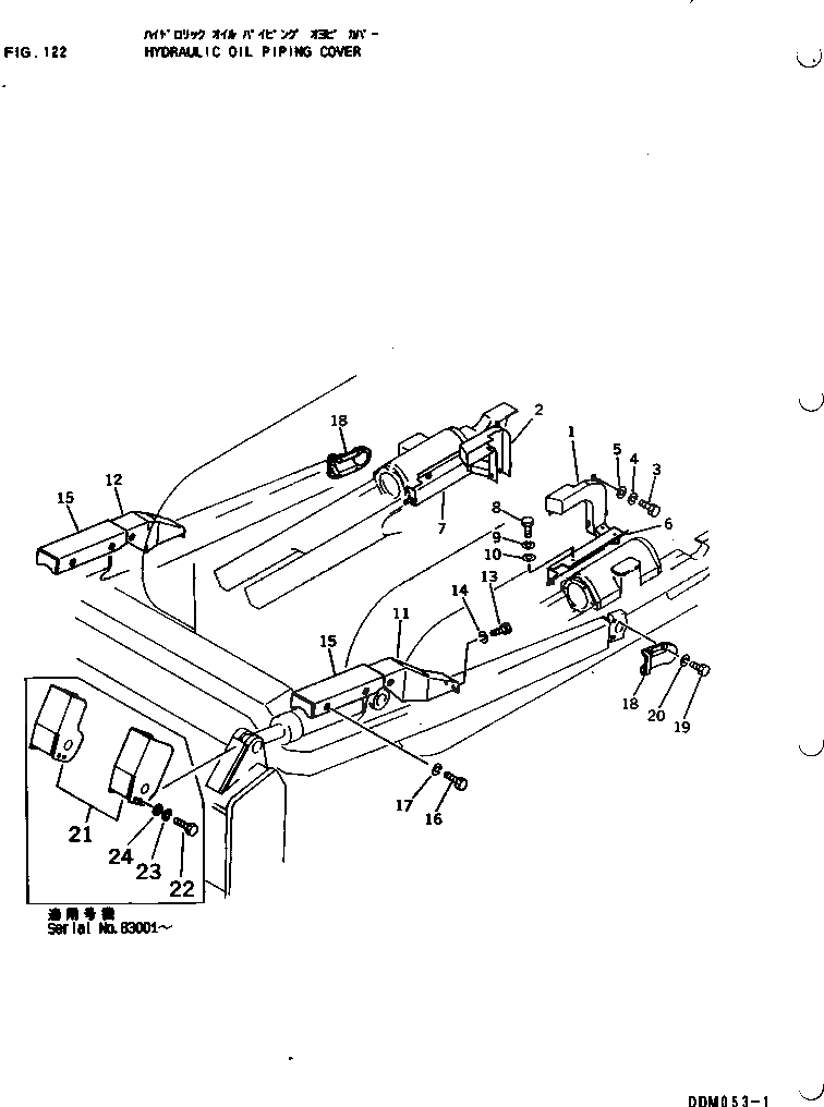 Схема запчастей Komatsu DDM053-1A - ГИДРАВЛ МАСЛОПРОВОДЯЩАЯ ЛИНИЯ COVER TОБОД КОЛЕСАMING DOZER