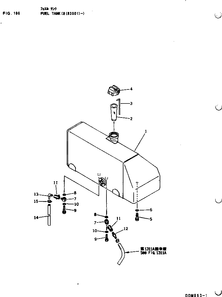 Схема запчастей Komatsu DDM053-1A - ТОПЛИВН. БАК.(№(8)-) TОБОД КОЛЕСАMING DOZER