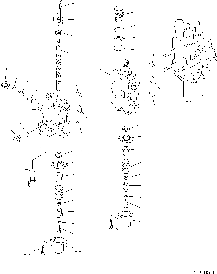 Схема запчастей Komatsu DNH031-3K-D - УПРАВЛЯЮЩ. КЛАПАН (4-Х СЕКЦИОНН.) (/) (ДЛЯ -POINT СЦЕПКА)(№77-) ОСНОВН. КОМПОНЕНТЫ И РЕМКОМПЛЕКТЫ