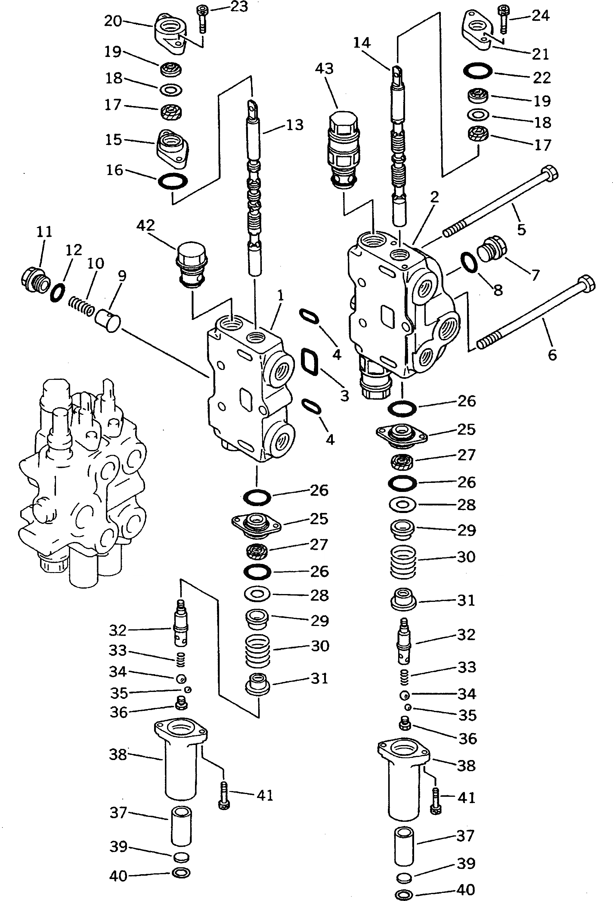 Схема запчастей Komatsu DNH031-3K-D - УПРАВЛЯЮЩ. КЛАПАН (4-Х СЕКЦИОНН.) (/) (ДЛЯ -POINT СЦЕПКА)(№-7) ОСНОВН. КОМПОНЕНТЫ И РЕМКОМПЛЕКТЫ