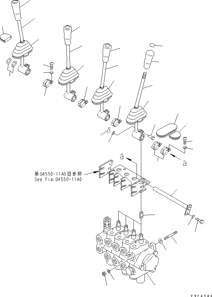 Схема запчастей Komatsu FB14-18RL-11 - 4-Х СЕКЦИОНН. УПРАВЛЯЮЩ. КЛАПАН РЫЧАГ (ALTR PATTERN) ГИДРАВЛИКА