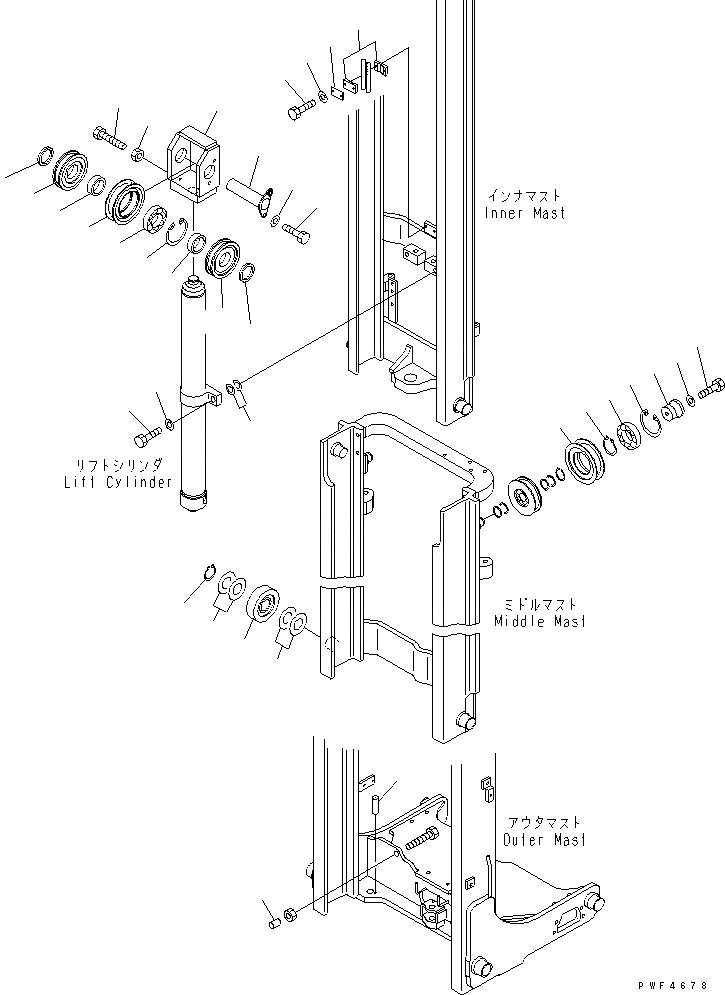 Схема запчастей Komatsu FB15 - МАЧТА (FREE VIEW ТРОЙН. МАЧТА ATTACHING ЧАСТИ) (ДЛЯ .M - .M) (С ХОЛОДН.) (EXCEPT FB/8RJW)(/) МАЧТА