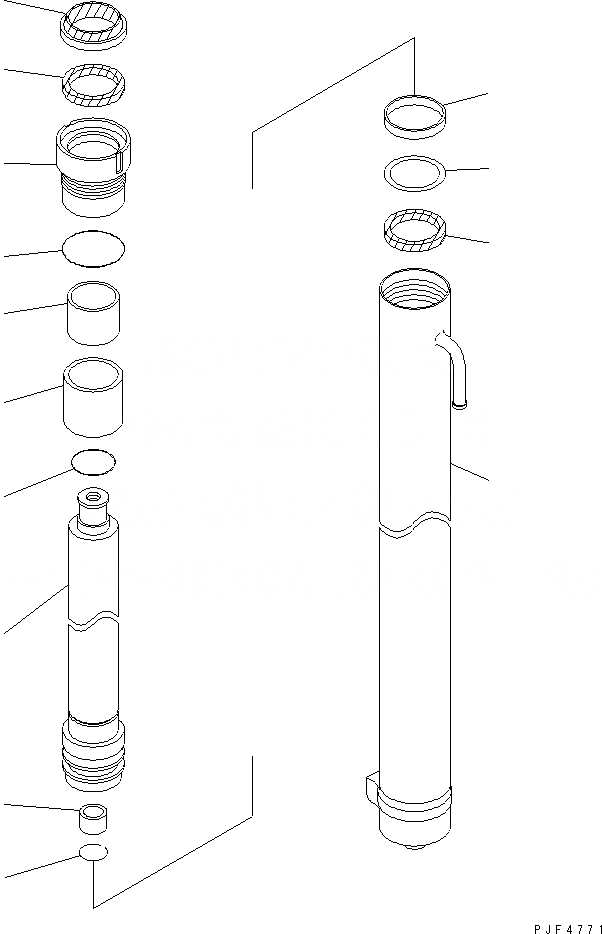 Схема запчастей Komatsu FB18RL-14 - ГИДРОЦИЛИНДР ПОДЪЕМА (FV МАЧТА¤MM FL) (ДЛЯ .M - .M МАЧТА) (ВНУТР. ЧАСТИ) (С ХОЛОДН.) МАЧТА