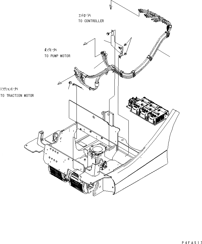 Схема запчастей Komatsu FB20AF-12-A - ЭЛЕКТРИКА (МОТОР КАБЕЛЬ) (ДЛЯ LIFT-UP ТИП АККУМУЛЯТОР) ЭЛЕКТРИКА