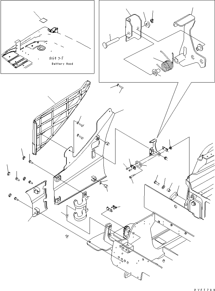 Схема запчастей Komatsu FB20MF-12 - КРЫШКА АККУМУЛЯТОРА (ДЛЯ EASY OPEN  АККУМУЛЯТОР ACCESS ДВЕРЬ) ЧАСТИ КОРПУСА И КАБИНА ОПЕРАТОРА