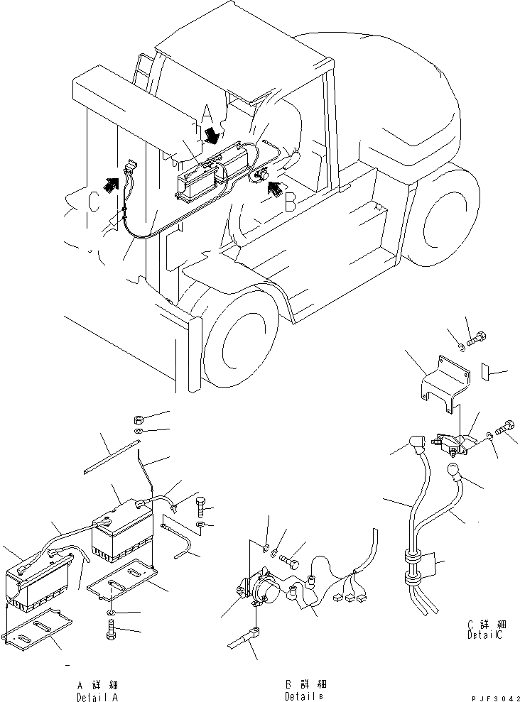 Схема запчастей Komatsu FD135-160E-6-EC - ЭЛЕКТРИКА (ЛИНИЯ АККУМУЛЯТОРА) (С CUT-OFF ПЕРЕКЛЮЧАТЕЛЬ) ЭЛЕКТРИКА